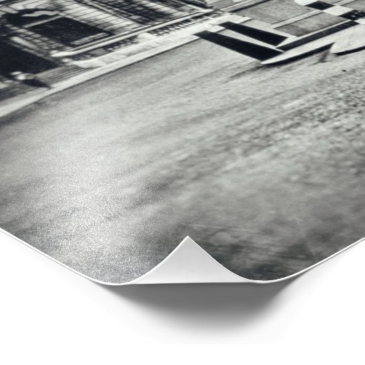 Monochrome Street Uitzicht Ancient City Road Europ Foto Afdruk (Hoek)