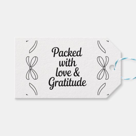 Monochrome style Packed with Love & Gratitude  Cadeaulabel (Voorkant (Horizontaal))