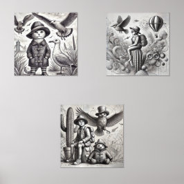 "Monochrome surrealisme Collectie" Muurkunst Sets