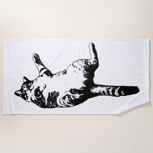 Monochrome Tabby Lines Strandlaken (Voorkant)