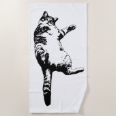 Monochrome Tabby Lines Strandlaken (Voorkant)