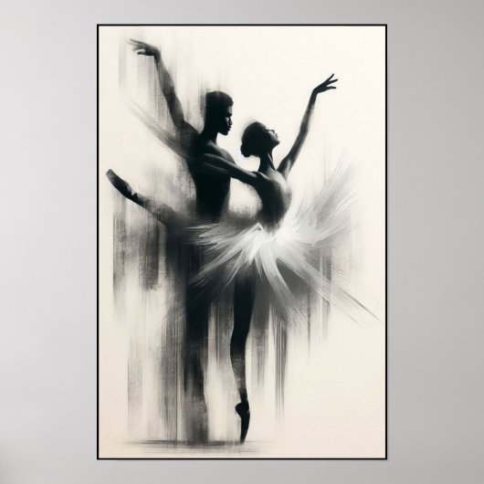 Monochrome tango omarmen in beweging poster (Voorkant)