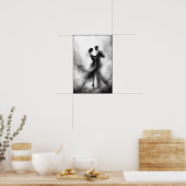 Monochrome tango omarmen in beweging poster (Keuken)