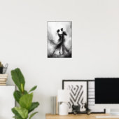 Monochrome tango omarmen in beweging poster (Thuiskantoor)