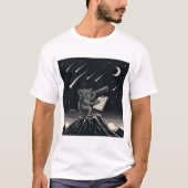 Monochrome Tarsier Astronoom - Night Sky AI-Art T-shirt (Voorkant)