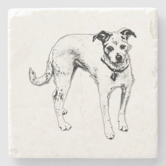 Monochrome Terrier Mix Drink Onderzetter (Voorkant)