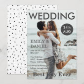 Monochrome tijdschrift Style Custom Photo Wedding Kaart (Voorkant / Achterkant)