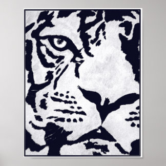 Monochrome tijger met Raven Poster