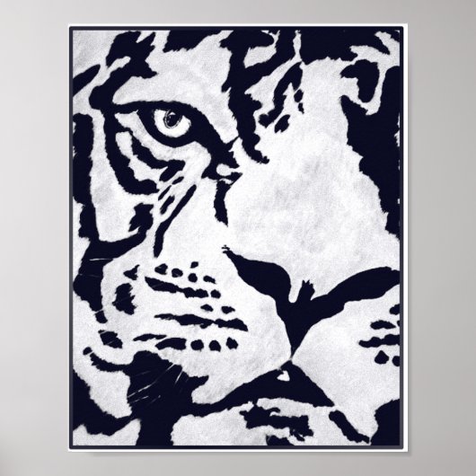 Monochrome tijger met Raven Poster (Voorkant)