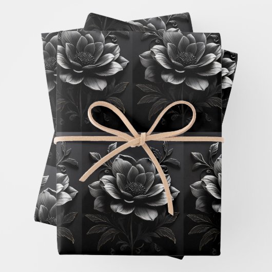 Monochrome Tree Elegance Wrapping Paper (In situ)