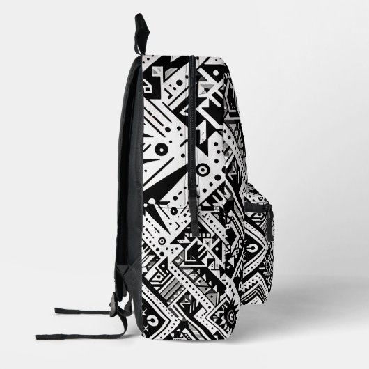 Monochrome Tribal - Bold Symmetrie in zwart Bedrukte Rugzak (Links)