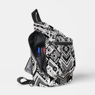 Monochrome Tribal - Bold Symmetrie in zwart Sling Bag