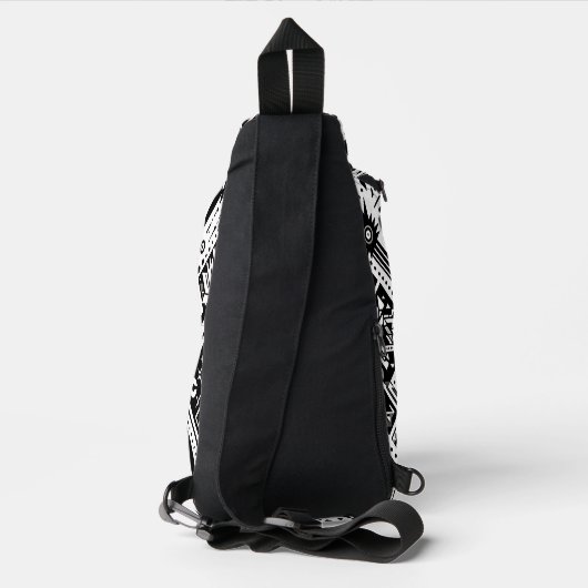 Monochrome Tribal - Bold Symmetrie in zwart Sling Bag (Achterkant)