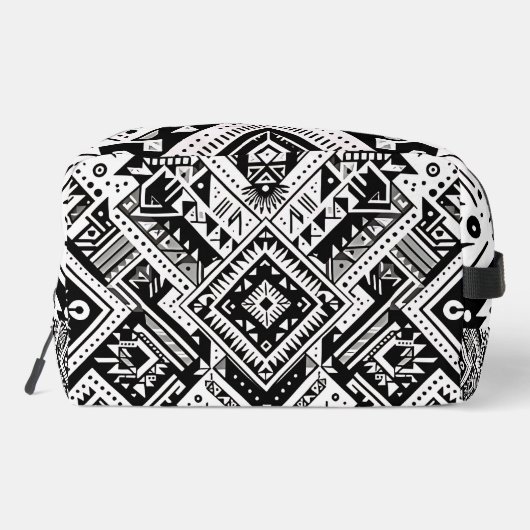 Monochrome Tribal - Bold Symmetrie in zwart Toilettasje (Achterkant)