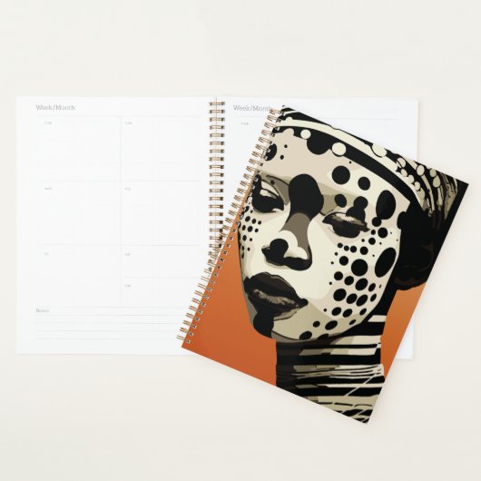 Monochrome tribale vrouw portretkunst planner (Display)