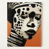 Monochrome tribale vrouw portretkunst planner (Achterkant)