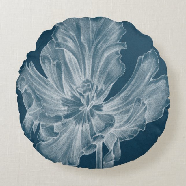 Monochrome Tulip II Rond Kussen (Voorkant)