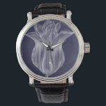 Monochrome Tulip III Horloge<br><div class="desc">Floral</div>