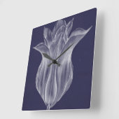 Monochrome Tulip III Vierkante Klok (Hoek)