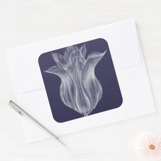 Monochrome Tulip III Vierkante Sticker (Envelop)