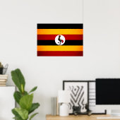 Monochrome Ugandese vlag Poster (Thuiskantoor)