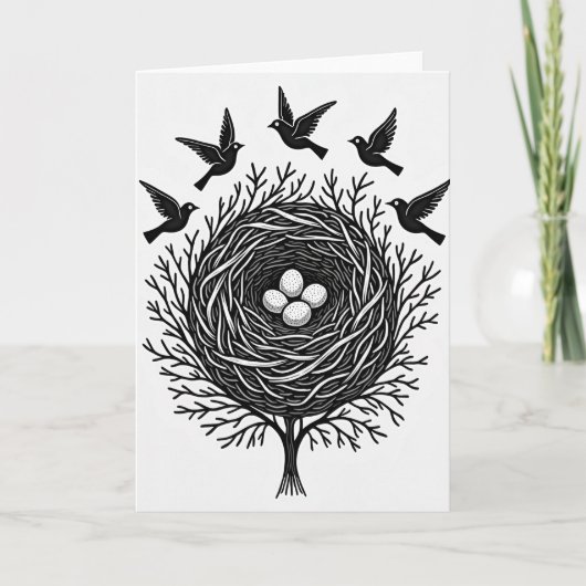 Monochrome Vaderdag Nest Kaart (Voorkant)