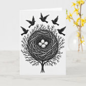 Monochrome Vaderdag Nest Kaart (Gele Bloem)