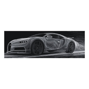 Monochrome Velocity Automobile Art (91 cm x 30 Foto Afdruk