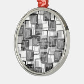 Monochrome vierkantjes metalen ornament (Links)