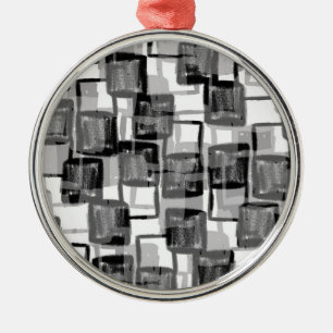 Monochrome vierkantjes metalen ornament