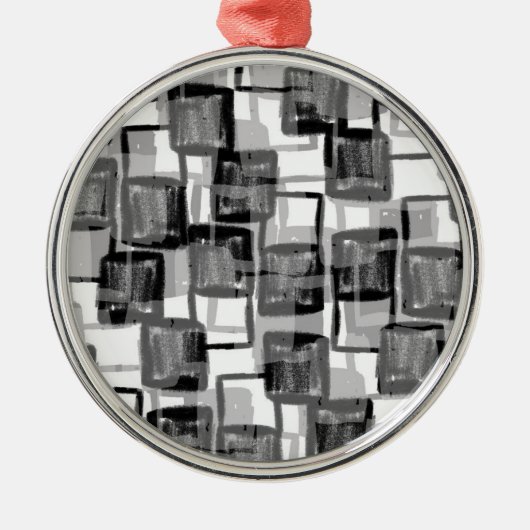 Monochrome vierkantjes metalen ornament (Voorkant)