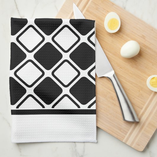 Monochrome vierkantjes theedoek (Quarter Fold)