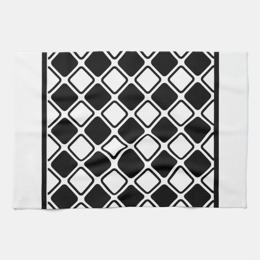 Monochrome vierkantjes theedoek (Horizontaal)