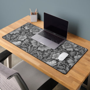 Monochrome vintage bloempatroon bureaumat