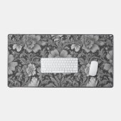 Monochrome vintage bloempatroon  bureaumat (Keyboard & Muis)