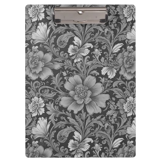 Monochrome vintage bloempatroon klembord (Voorkant)