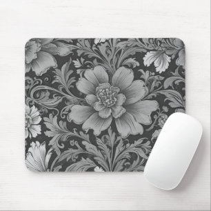 Monochrome vintage bloempatroon muismat
