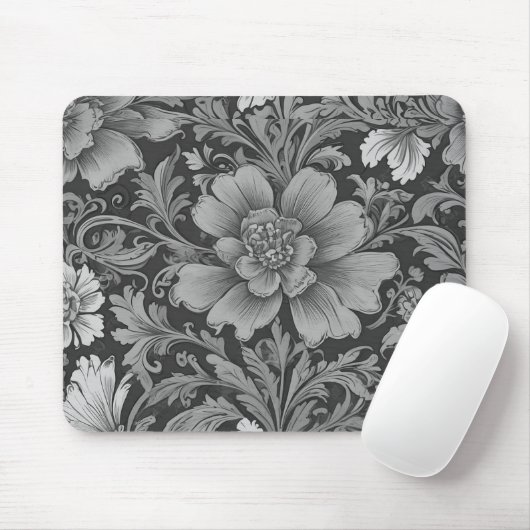 Monochrome vintage bloempatroon muismat (Met muis)