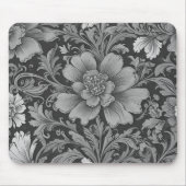 Monochrome vintage bloempatroon muismat (Voorkant)