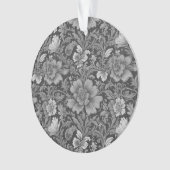 Monochrome vintage bloempatroon ornament (voorkant)