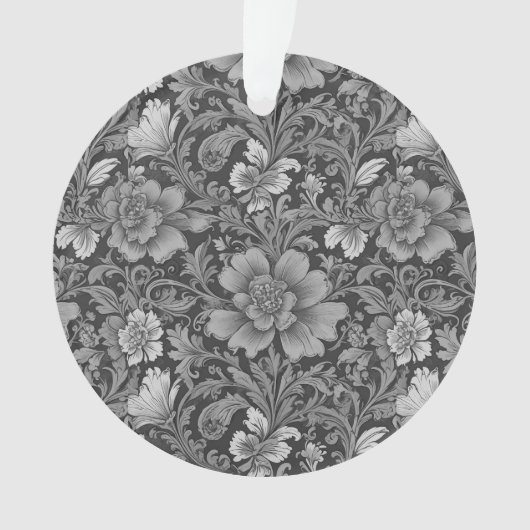 Monochrome vintage bloempatroon ornament (voorkant)
