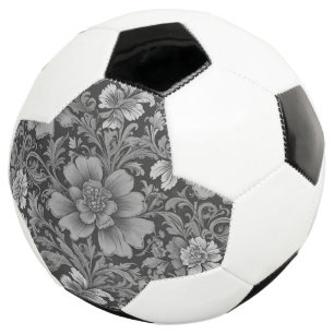 Monochrome vintage bloempatroon voetbal