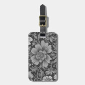 Monochrome Vintage Floral Pattern  Bagagelabel (Voorkant verticaal)