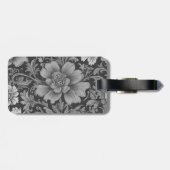 Monochrome Vintage Floral Pattern  Bagagelabel (Achterkant horizontaal)