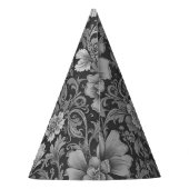 Monochrome Vintage Floral Pattern  Feesthoedjes (Achterkant)