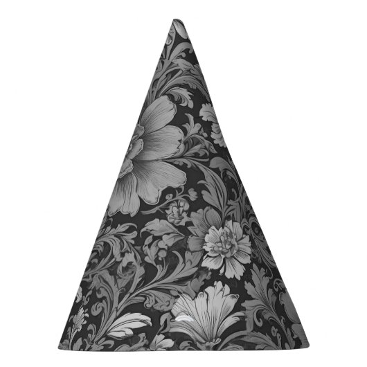Monochrome Vintage Floral Pattern  Feesthoedjes (Rechts)