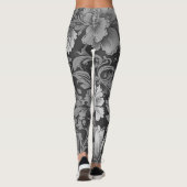 Monochrome Vintage Floral Pattern  Leggings (Achterkant)
