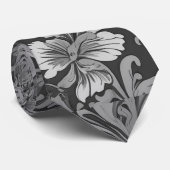 Monochrome Vintage Floral Pattern  Stropdas (Opgerold)