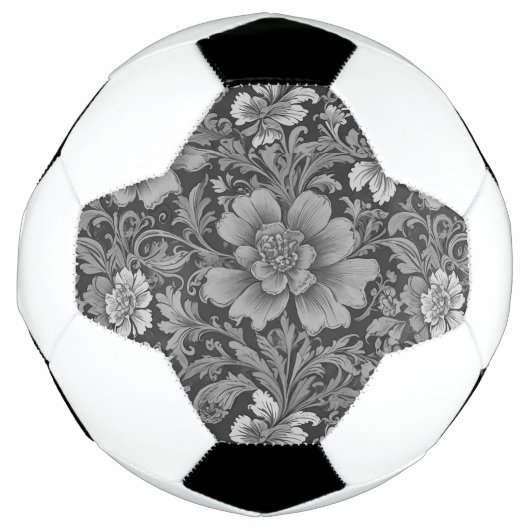 Monochrome Vintage Floral Pattern  Voetbal (Voorkant)