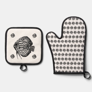 Monochrome Vis Apron Ovenwant & Pannenlap Set